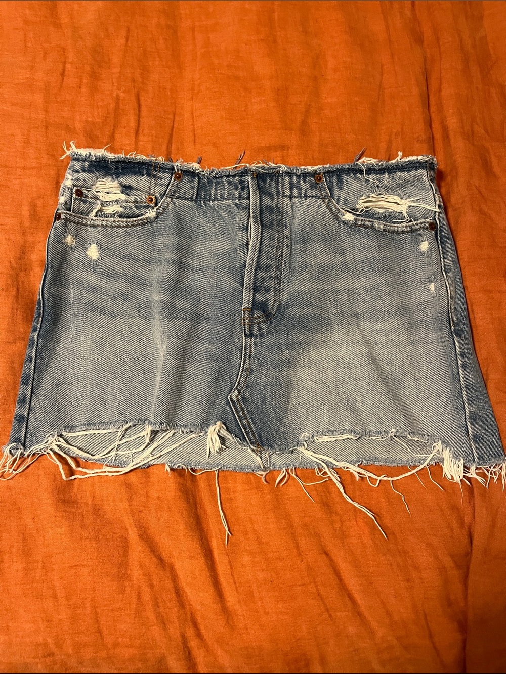 Abercrombie & Fitch Light Blue Distressed Denim Mini Skirt